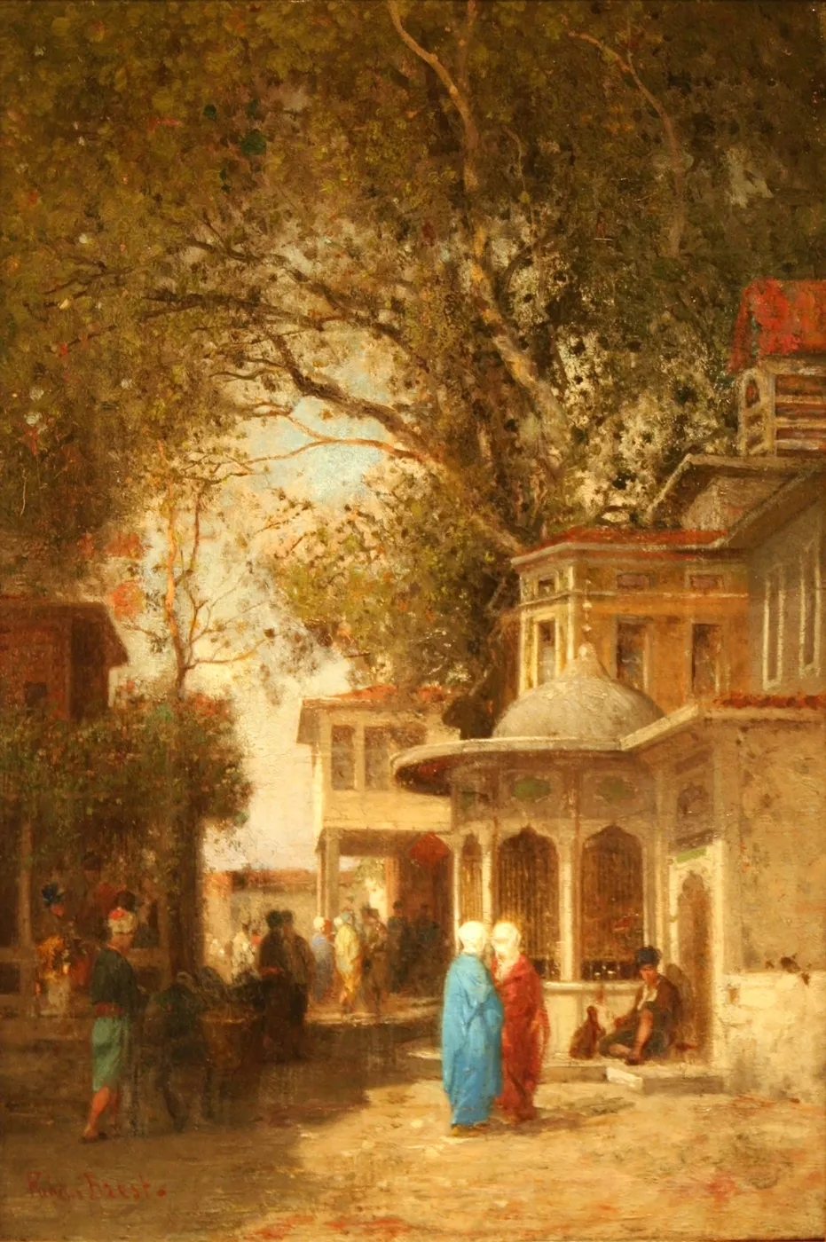 The Street (1850) by Fabius Brest — original painting reproduced as a hand-painted oil on canvas