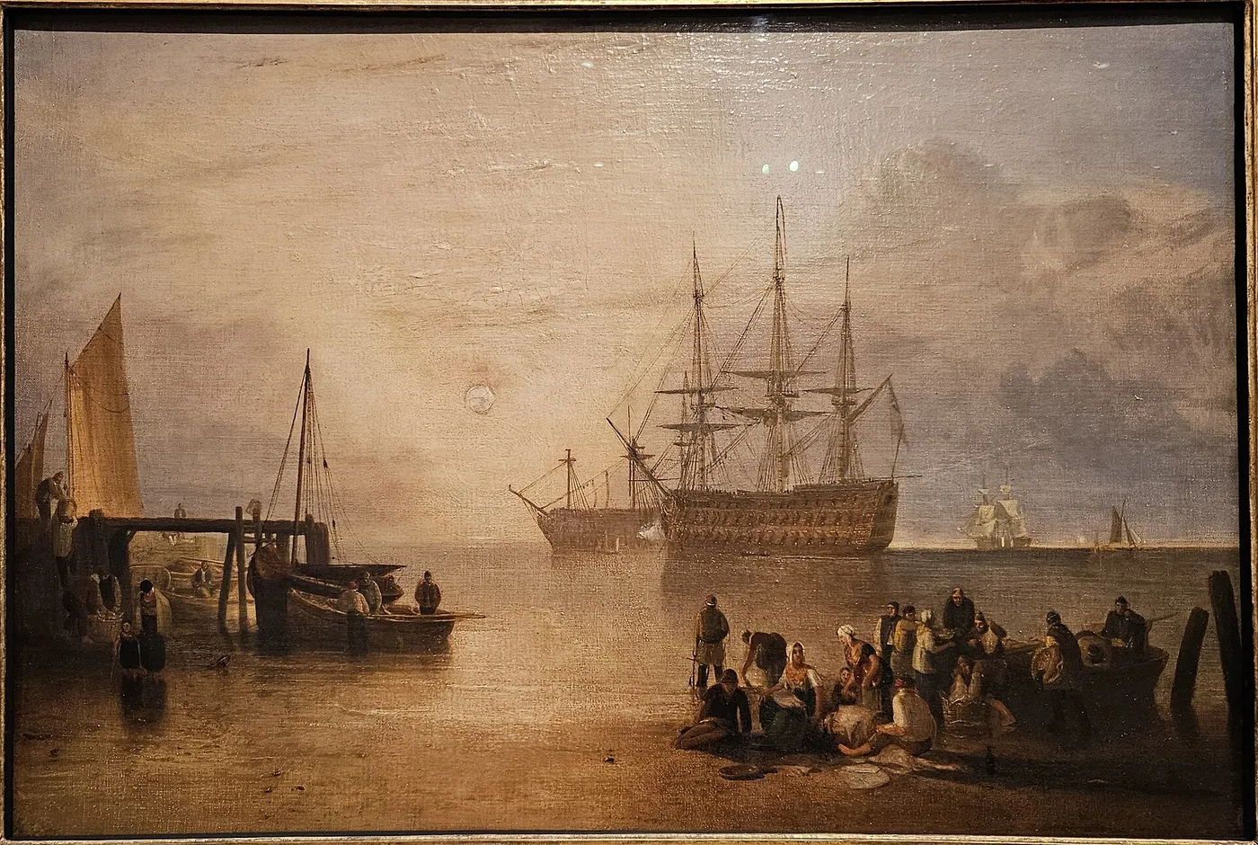 The Sun Setting through Vapour (1809) by J. M. W. Turner — original painting reproduced as a hand-painted oil on canvas