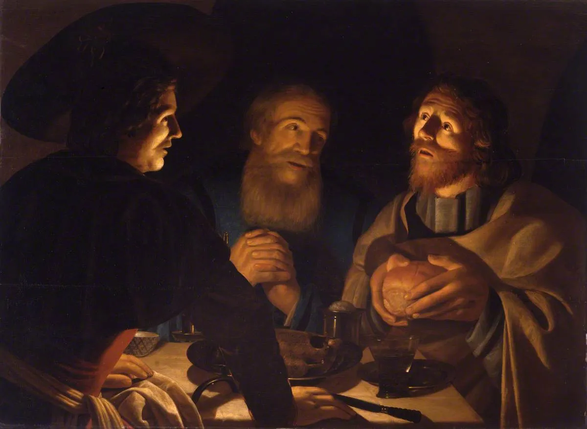 The Supper at Emmaus (1632) by Crijn Hendricksz Volmarijn — original painting reproduced as a hand-painted oil on canvas