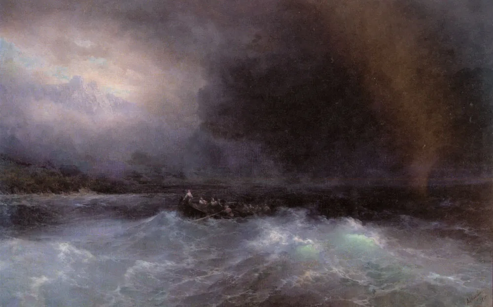 The survivors (1895) by Ivan Aivazovsky — original painting reproduced as a hand-painted oil on canvas