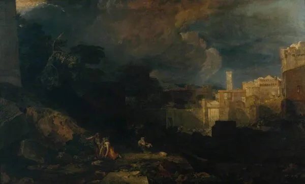 The Tenth Plague of Egypt (1802) by J. M. W. Turner — original painting reproduced as a hand-painted oil on canvas