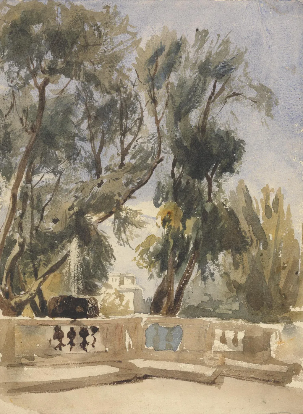 The Terrace by Alfred Elmore — original watercolour reproduced as a hand-painted oil on canvas
