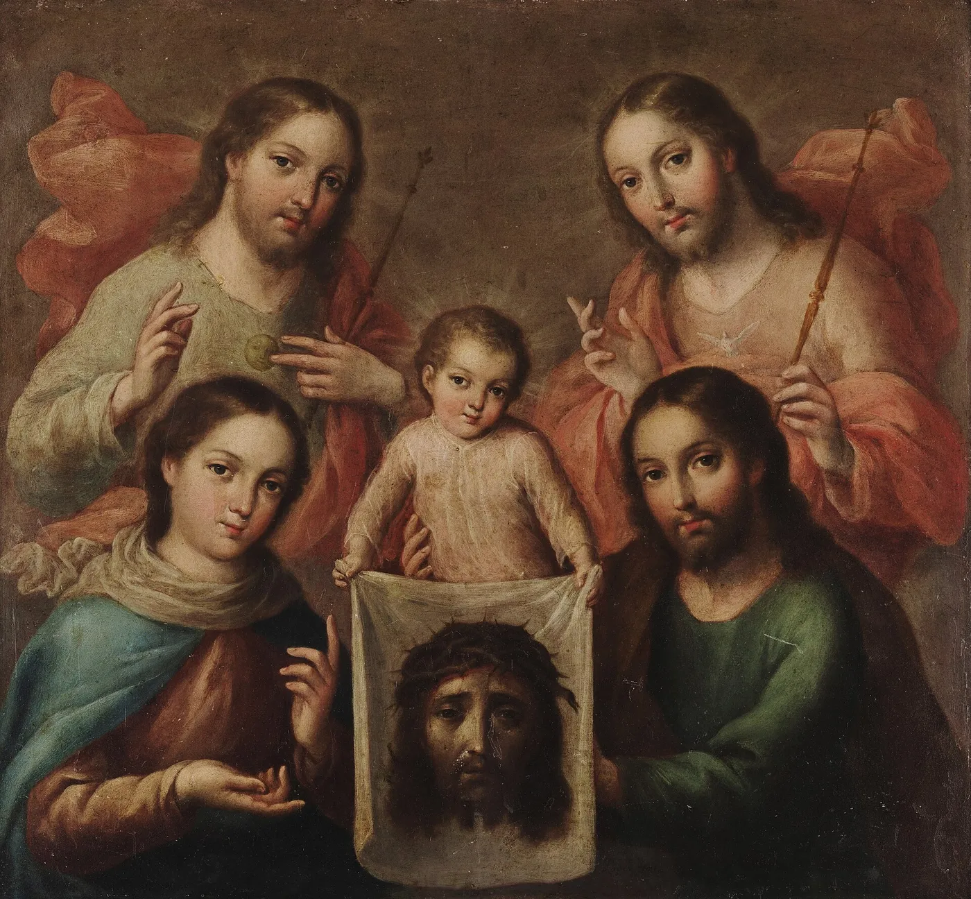 The Trinities of Earth and Sky (1800) by Alonso López de Herrera — original painting reproduced as a hand-painted oil on canvas