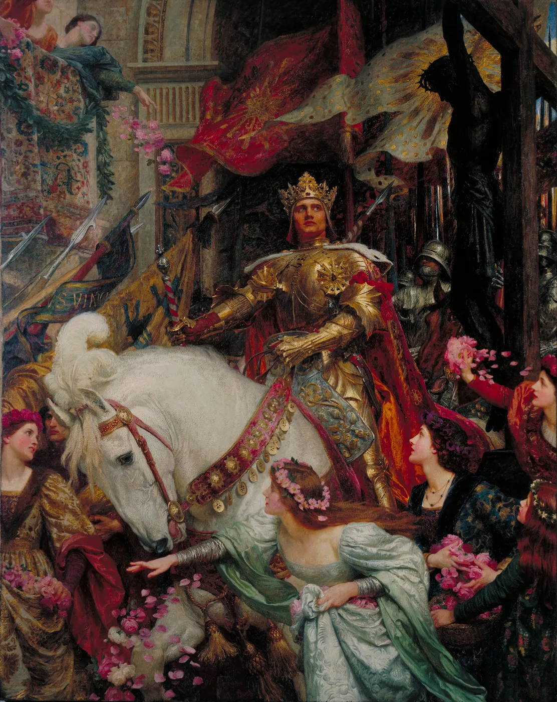 The Two Crowns (1900) by Frank Bernard Dicksee — original painting reproduced as a hand-painted oil on canvas