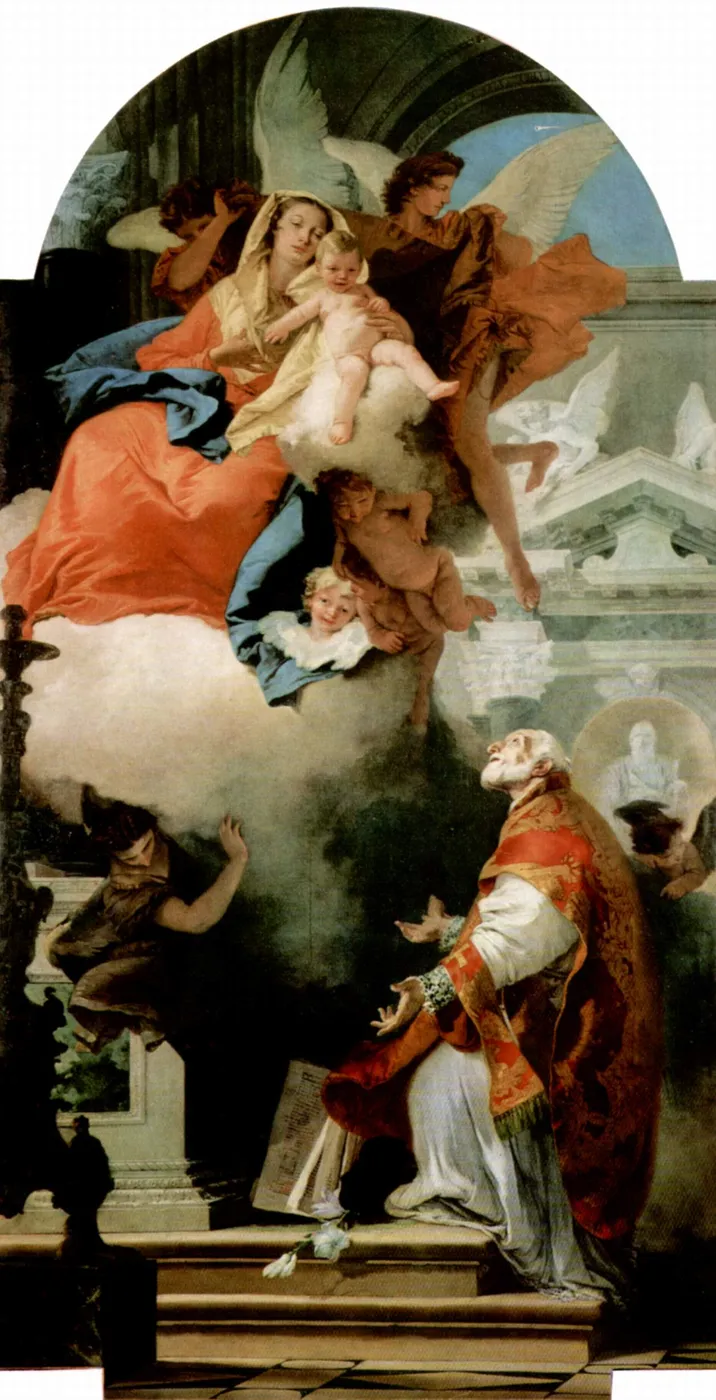 The Virgin Appearing to St Philip Neri (1740) by Giovanni Battista Tiepolo — original painting reproduced as a hand-painted oil on canvas