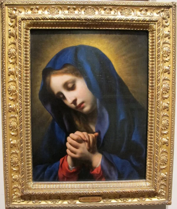 The Virgin of the Annunciation (1653) by Carlo Dolci — original painting reproduced as a hand-painted oil on canvas