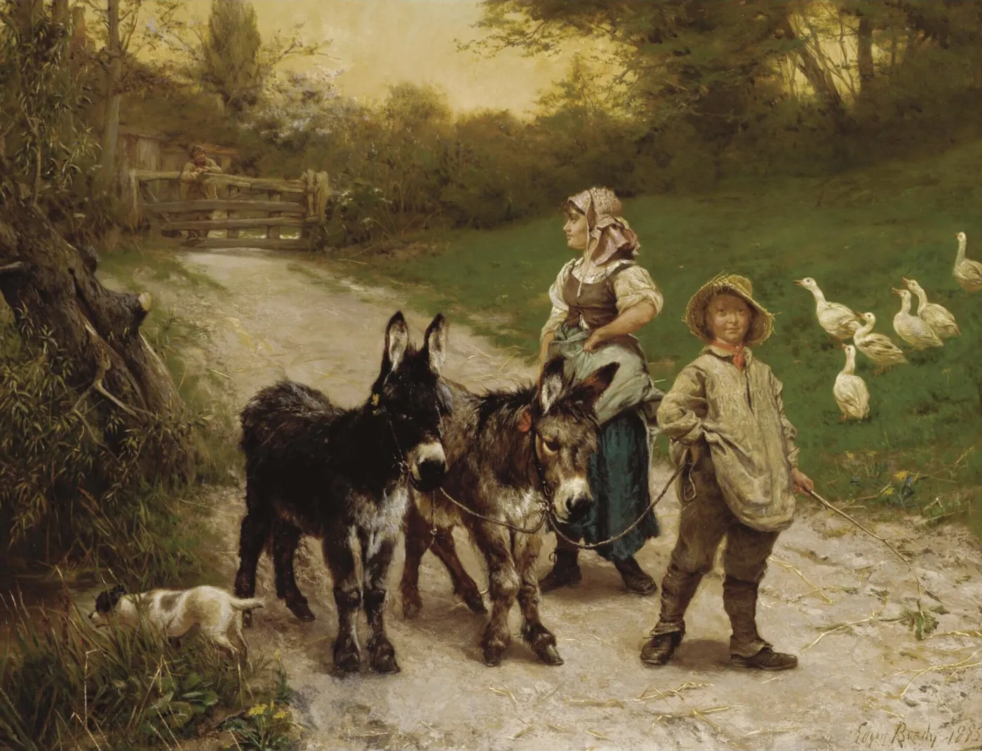 The young farmer (1885) by Edgar Bundy — original painting reproduced as a hand-painted oil on canvas