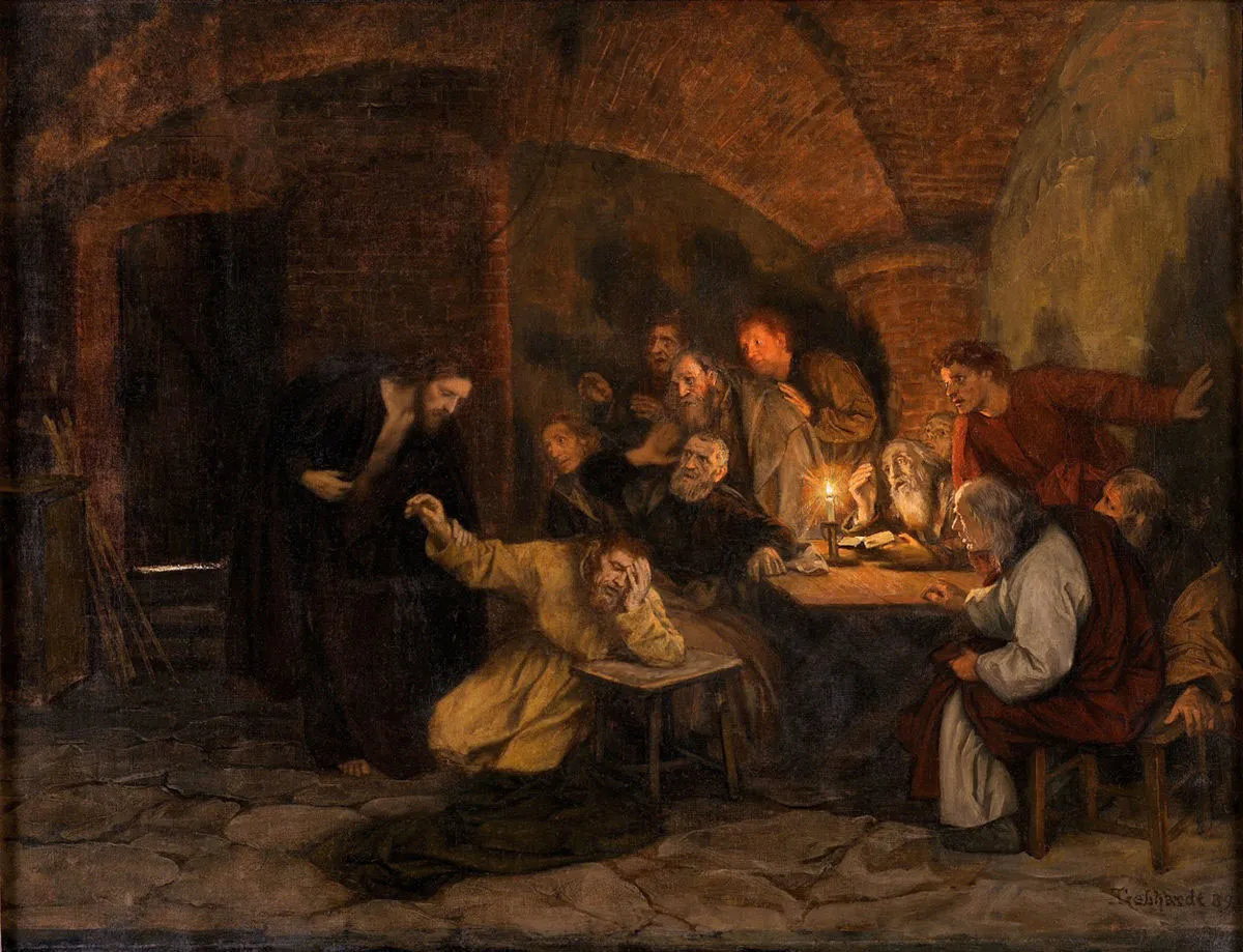 Thomas the Doubter by Eduard von Gebhardt — original painting reproduced as a hand-painted oil on canvas