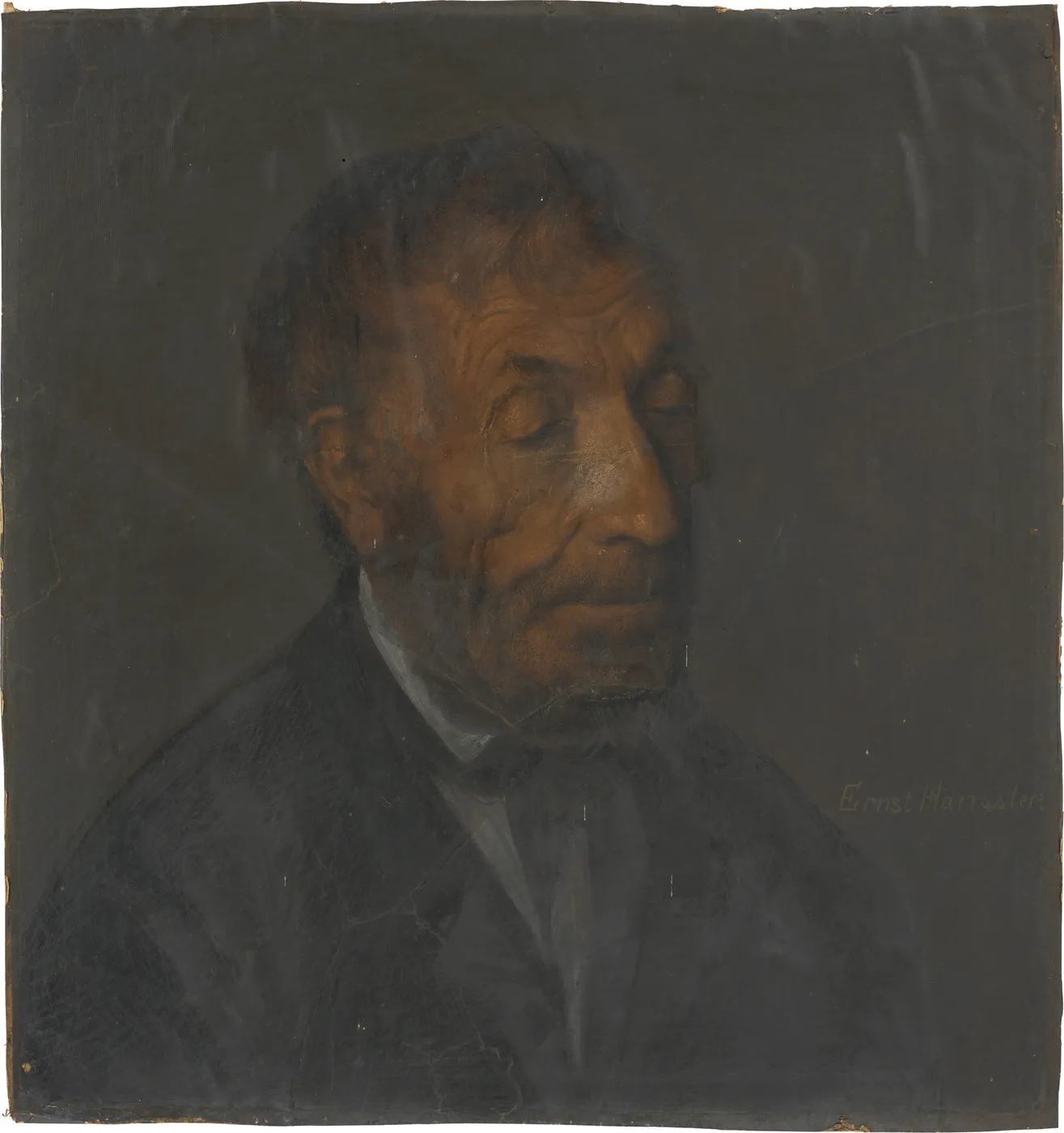 Three-quarter-length Portrait of an Old Man by Ernst Hänssler — original painting reproduced as a hand-painted oil on canvas