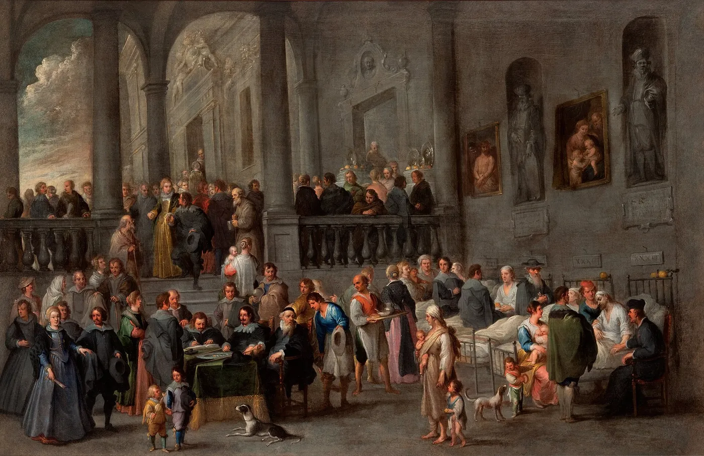 To Visit the Sick (1640) by Cornelis de Wael — original painting reproduced as a hand-painted oil on canvas