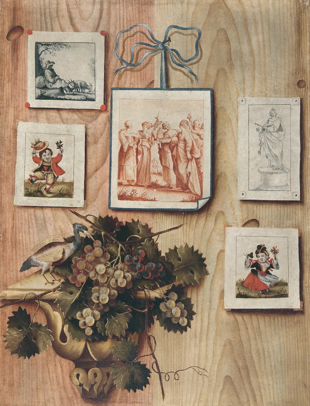 Trompe-l’œil with Stuck Drawings and Engravings (1750) by Antonio Mara — original painting reproduced as a hand-painted oil on canvas