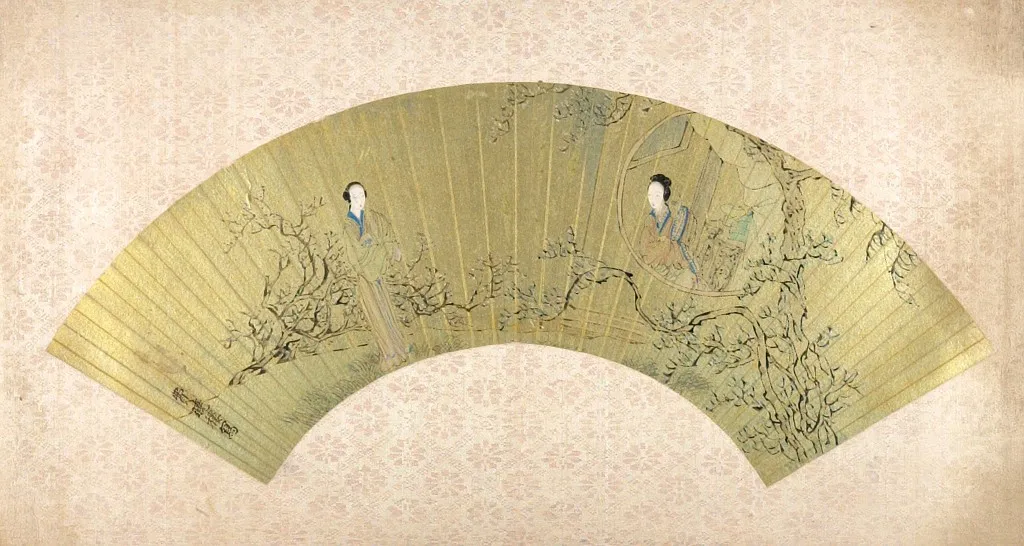 Two Beauties by Fei Danxu — original painting reproduced as a hand-painted oil on canvas
