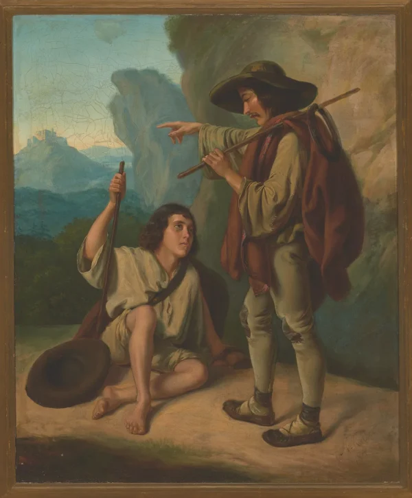 Two Highlanders (1840) by Antoni Kolberg — original painting reproduced as a hand-painted oil on canvas