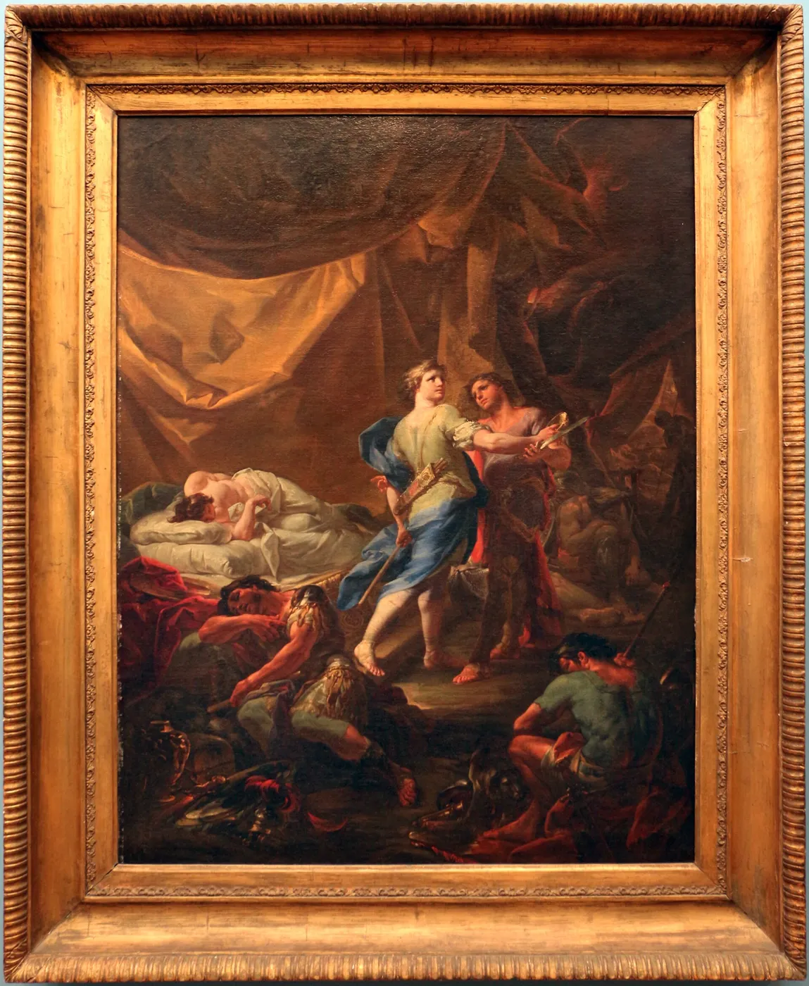Ulysses and Diomed in Rhesos’ tent by Corrado Giaquinto — original painting reproduced as a hand-painted oil on canvas