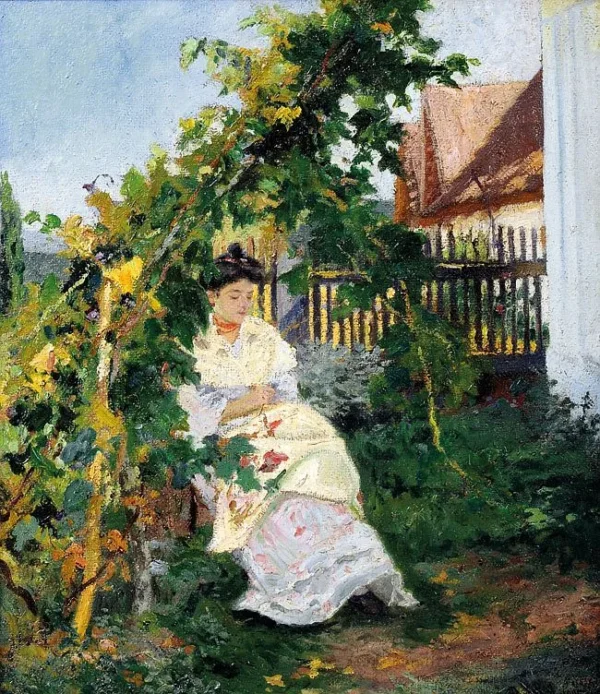 Under Arbour (1905) by Adolf Ágost Barsy — original painting reproduced as a hand-painted oil on canvas