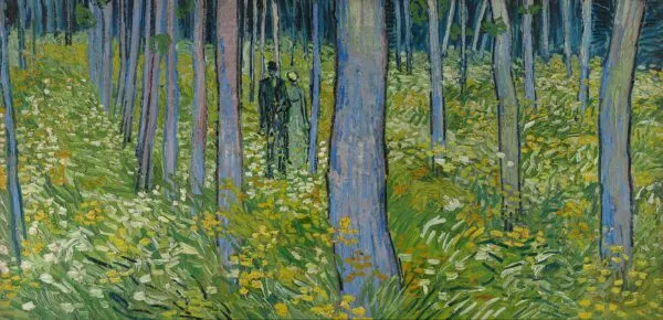 Undergrowth with Two Figures (1890) by Vincent van Gogh — original painting reproduced as a hand-painted oil on canvas