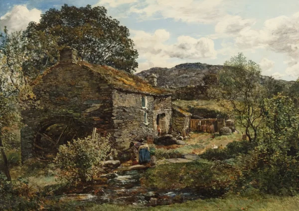Undershot Mill, North Wales (1860) by Alexander Fraser — original painting reproduced as a hand-painted oil on canvas