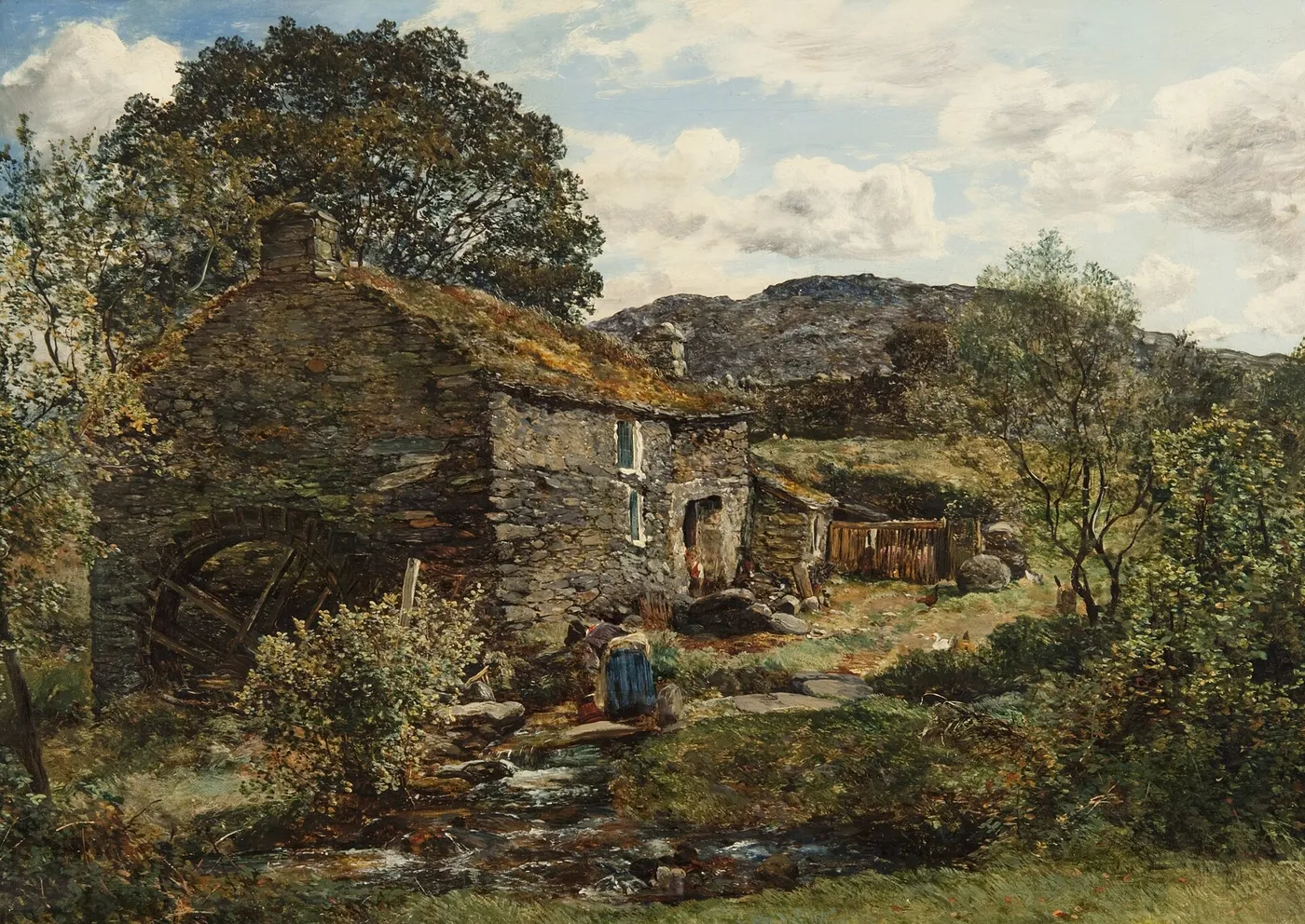 Undershot Mill, North Wales (1860) by Alexander Fraser — original painting reproduced as a hand-painted oil on canvas