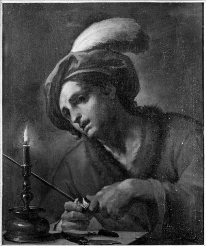Ung man tänder sin pipa by Ercole Gennari — original painting reproduced as a hand-painted oil on canvas