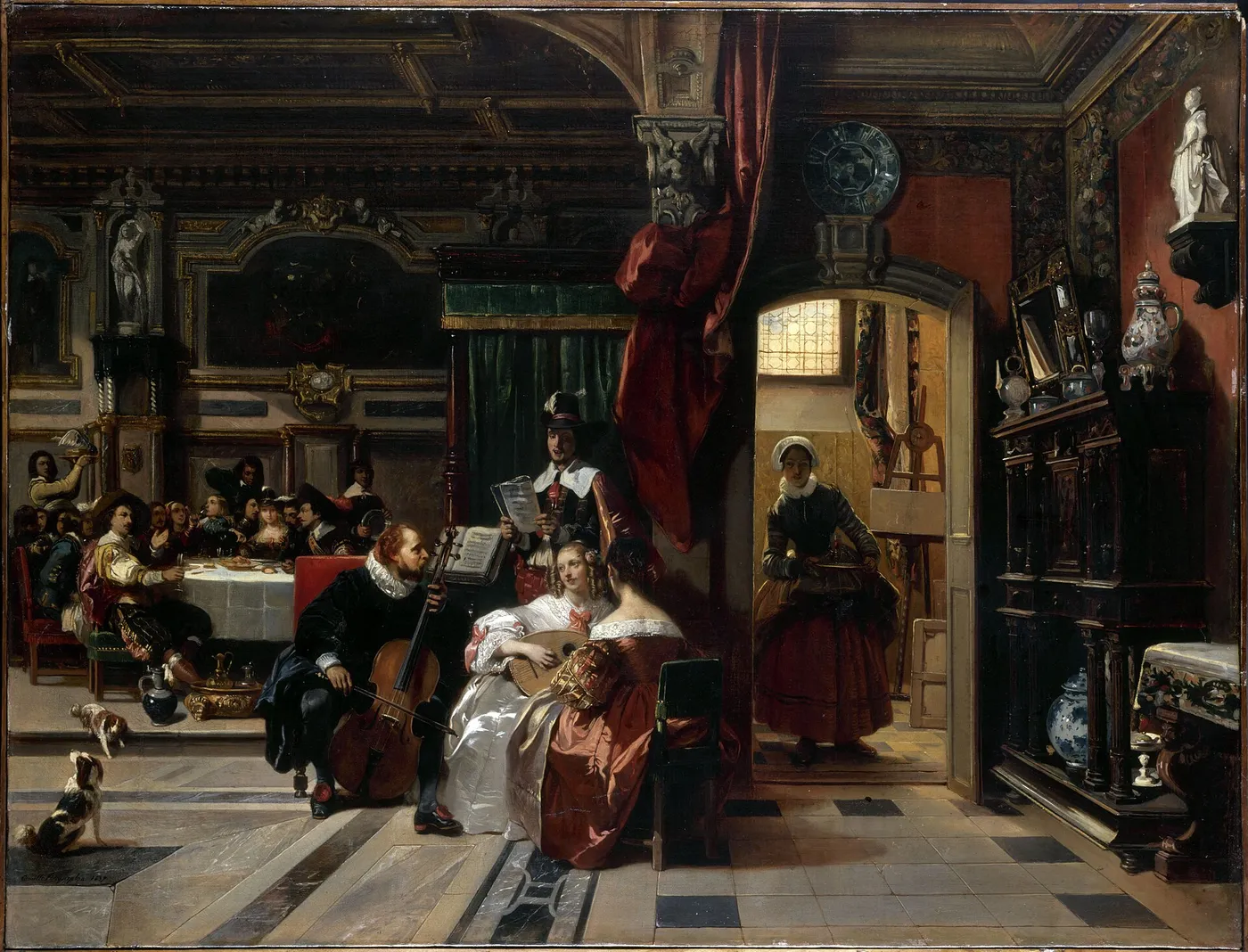Van Dyck in London (1837) by Camille Roqueplan — original painting reproduced as a hand-painted oil on canvas
