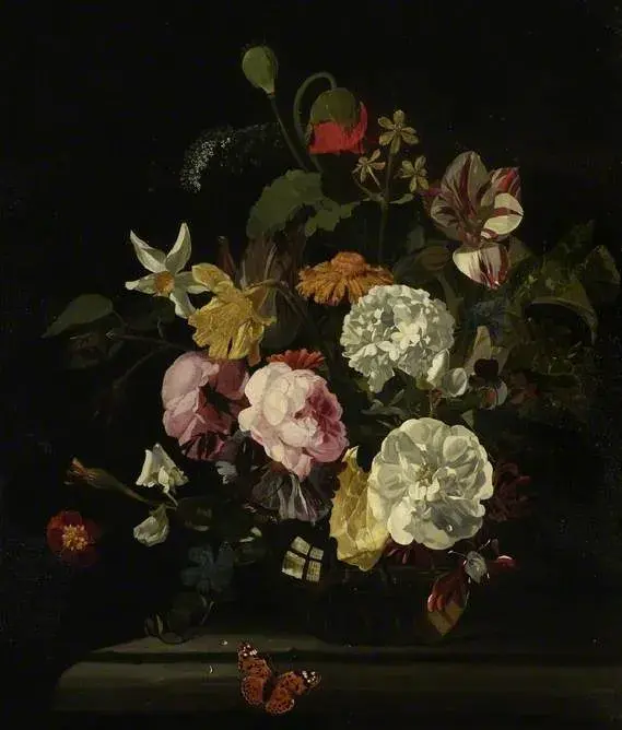 Vase of flowers (1717) by Cornelis Verelst — original painting reproduced as a hand-painted oil on canvas