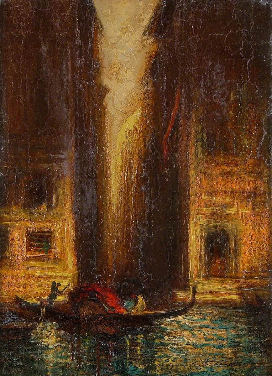 Venetian Scene (1888) by Ettore Roesler Franz — original painting reproduced as a hand-painted oil on canvas