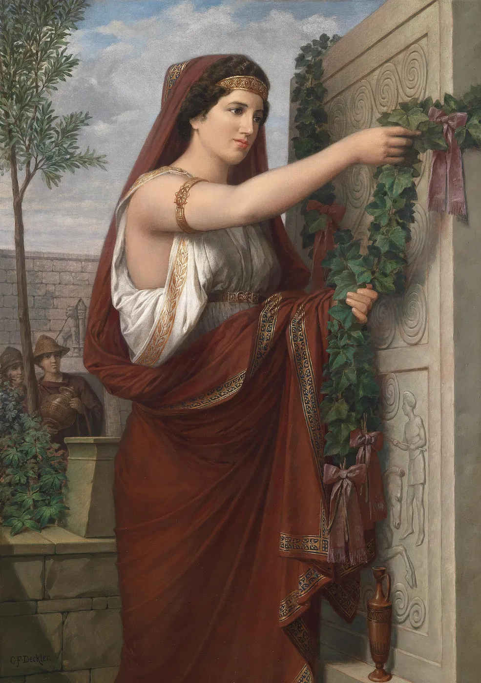 Vestal with Ivy Garland (1856) by Carl Friedrich Deckler — original painting reproduced as a hand-painted oil on canvas