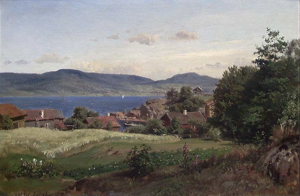 View from Holmsbu (1873) by Christian Wexelsen — original painting reproduced as a hand-painted oil on canvas