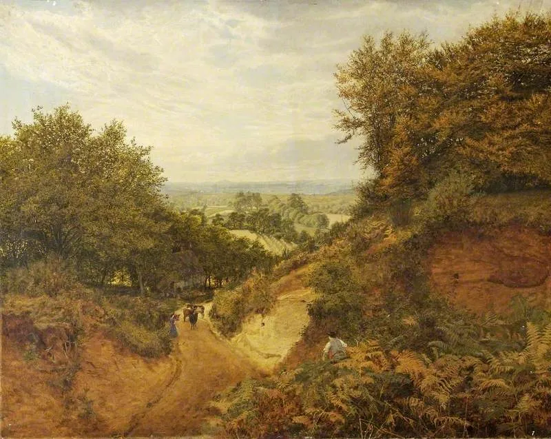 View from Leith Hill, Dorking, Surrey (1863) by Frank Walton — original painting reproduced as a hand-painted oil on canvas