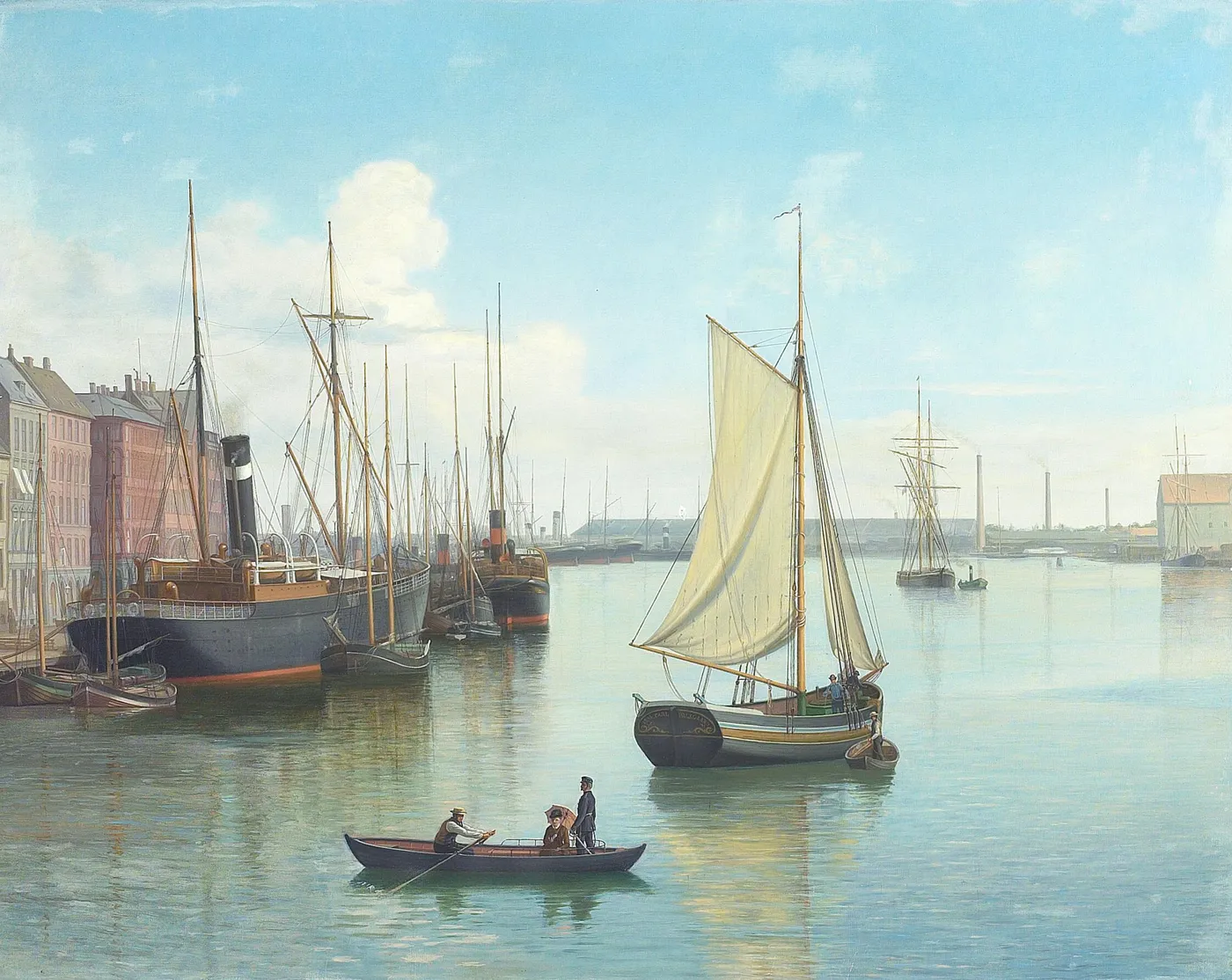 View of the port of Copenhagen. (1885) by Carl Balsgaard — original painting reproduced as a hand-painted oil on canvas