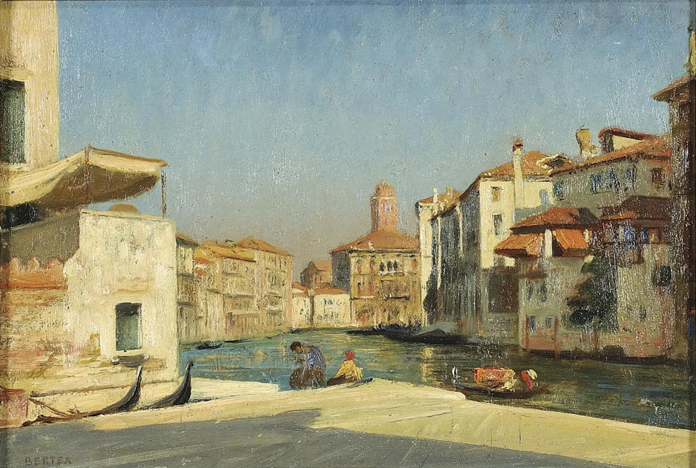 View of Venice by Ernesto Bertea — original painting reproduced as a hand-painted oil on canvas