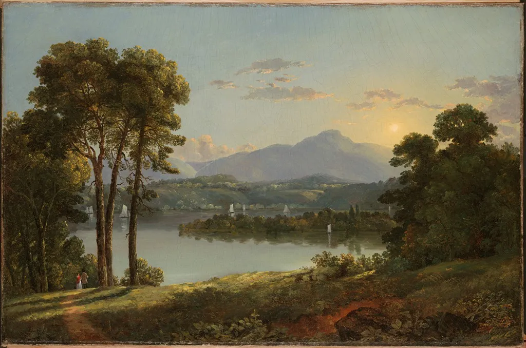 View on the Hudson (1853) by Christopher Pearse Cranch — original painting reproduced as a hand-painted oil on canvas