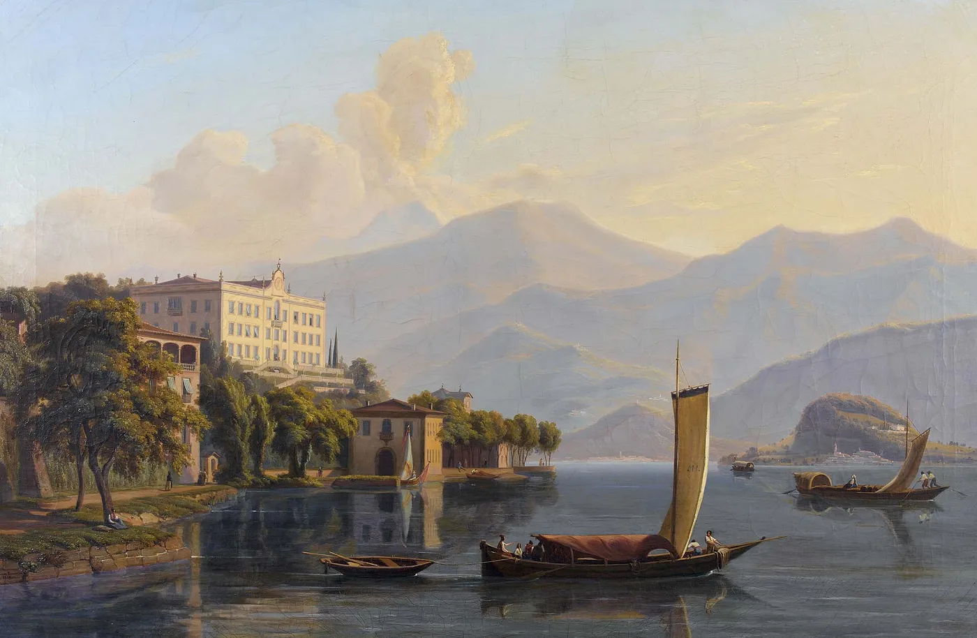 Villa Carlotta on Lake Como (1838) by August von Bonstetten — original painting reproduced as a hand-painted oil on canvas