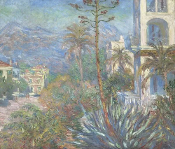 Villas at Bordighera (1884) by Claude Monet — original painting reproduced as a hand-painted oil on canvas