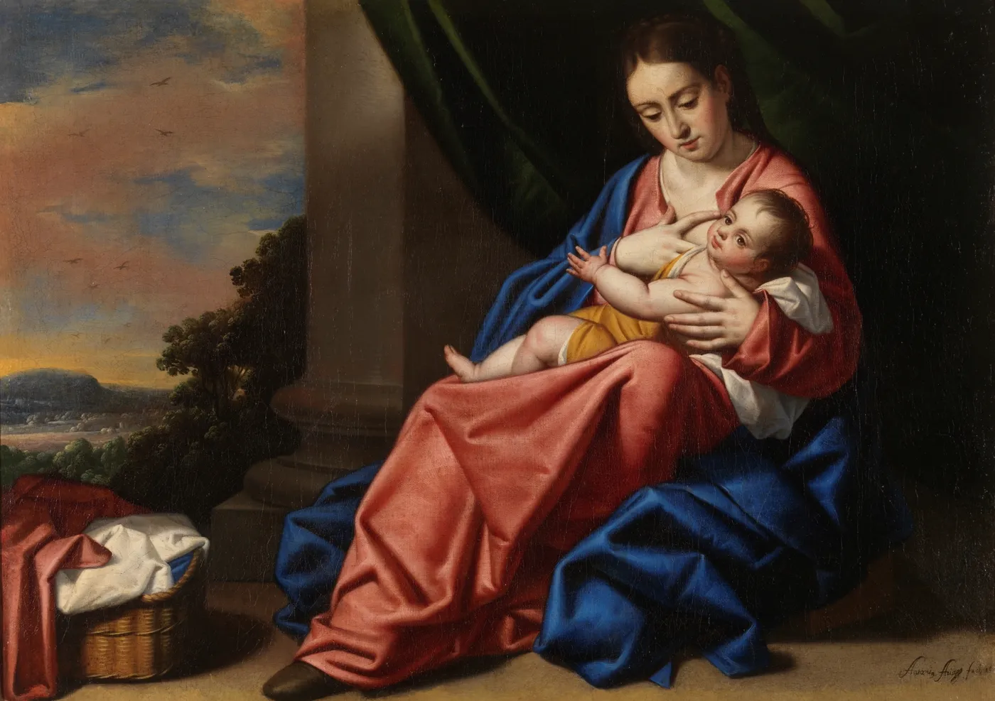 Virgin and Child (1655) by Antonio Arias Fernández — original painting reproduced as a hand-painted oil on canvas