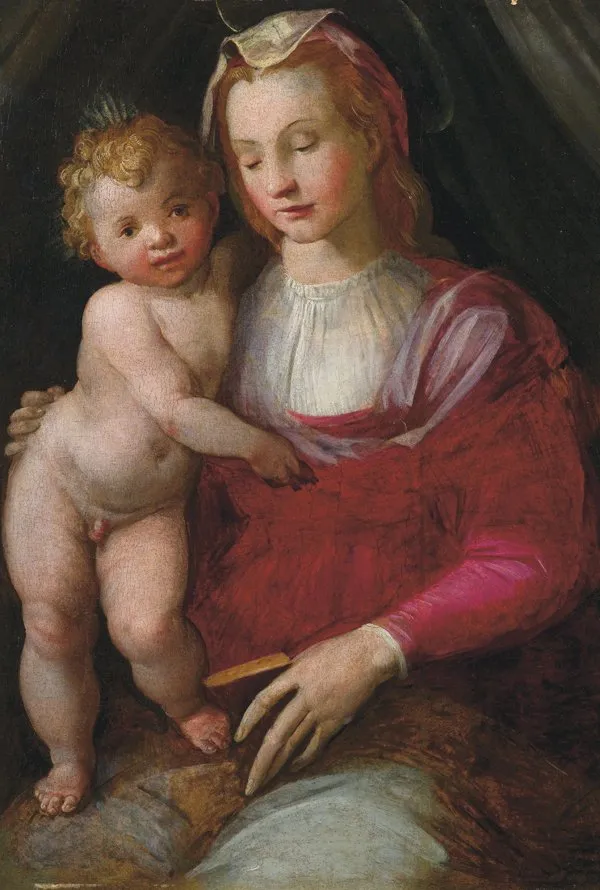 Virgin and Child (1550) by Francesco Brina — original painting reproduced as a hand-painted oil on canvas