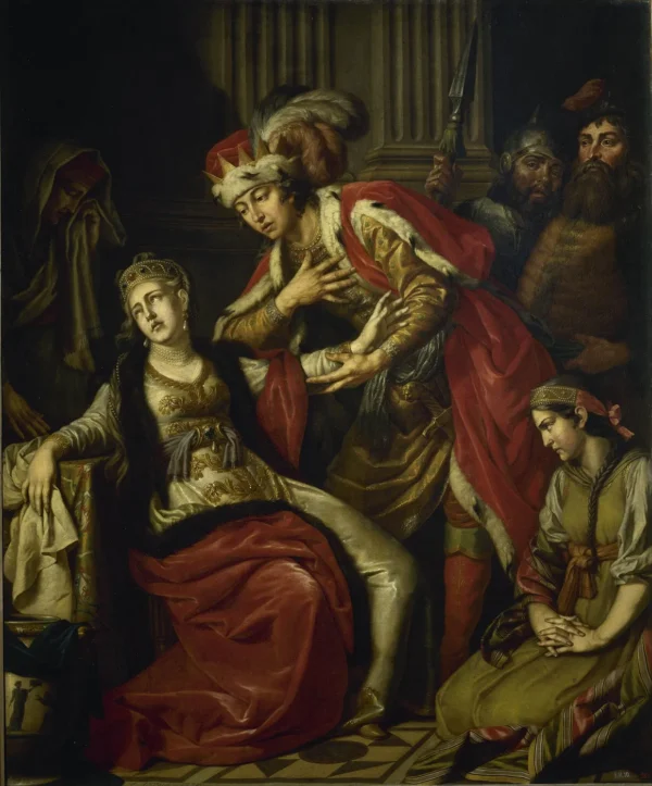 Vladimir and Rogneda (1770) by Anton Losenko — original painting reproduced as a hand-painted oil on canvas
