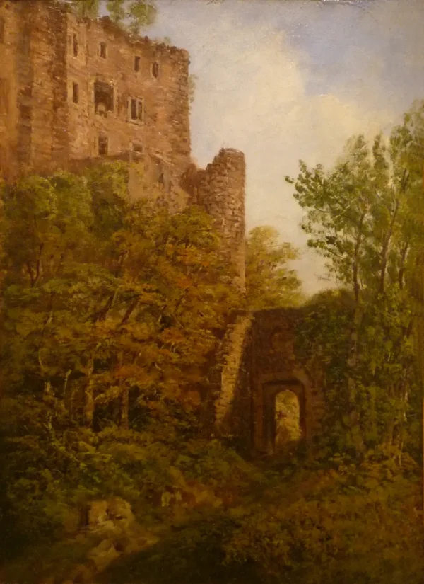 Vue du château du Haut-Koenigsbourg (1860) by David Ortlieb — original painting reproduced as a hand-painted oil on canvas