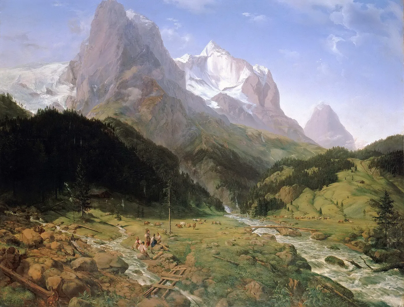 Wetterhorn (1829) by Ernst Ferdinand Oehme — original painting reproduced as a hand-painted oil on canvas