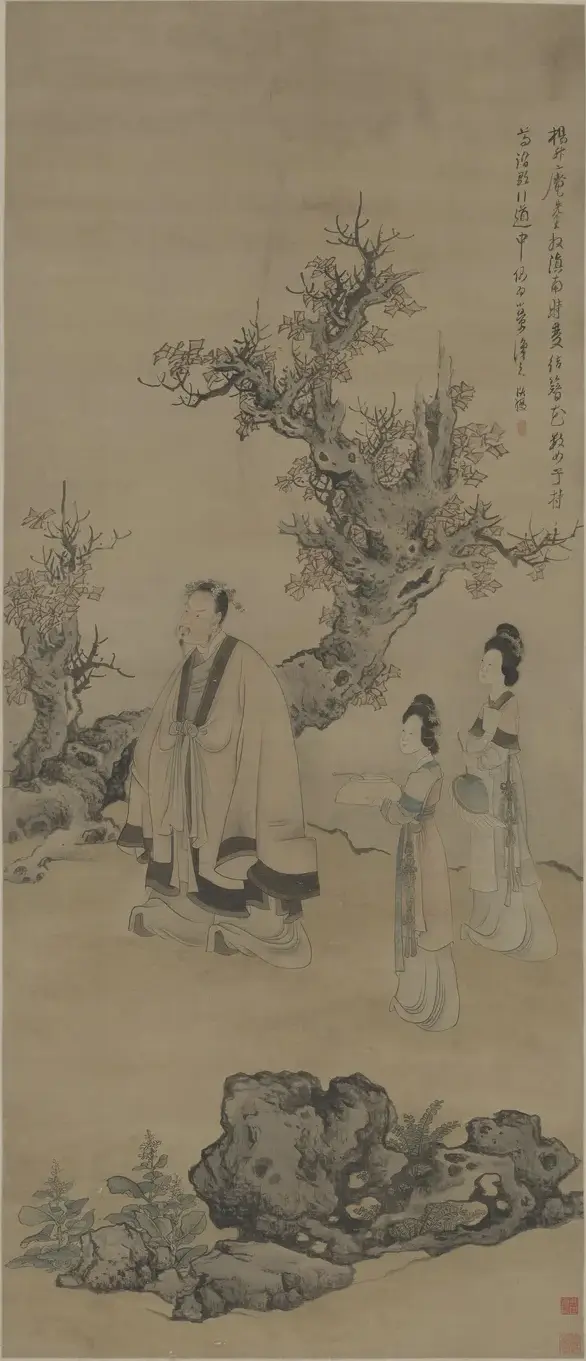 Yang Sheng’an Taking an Excursion with Flowers on His Head by Chen Hongshou — original painting reproduced as a hand-painted oil on canvas