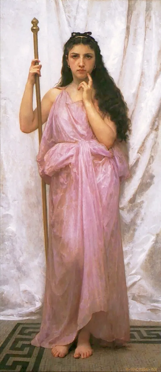Young Priestess (1902) by William-Adolphe Bouguereau — original painting reproduced as a hand-painted oil on canvas