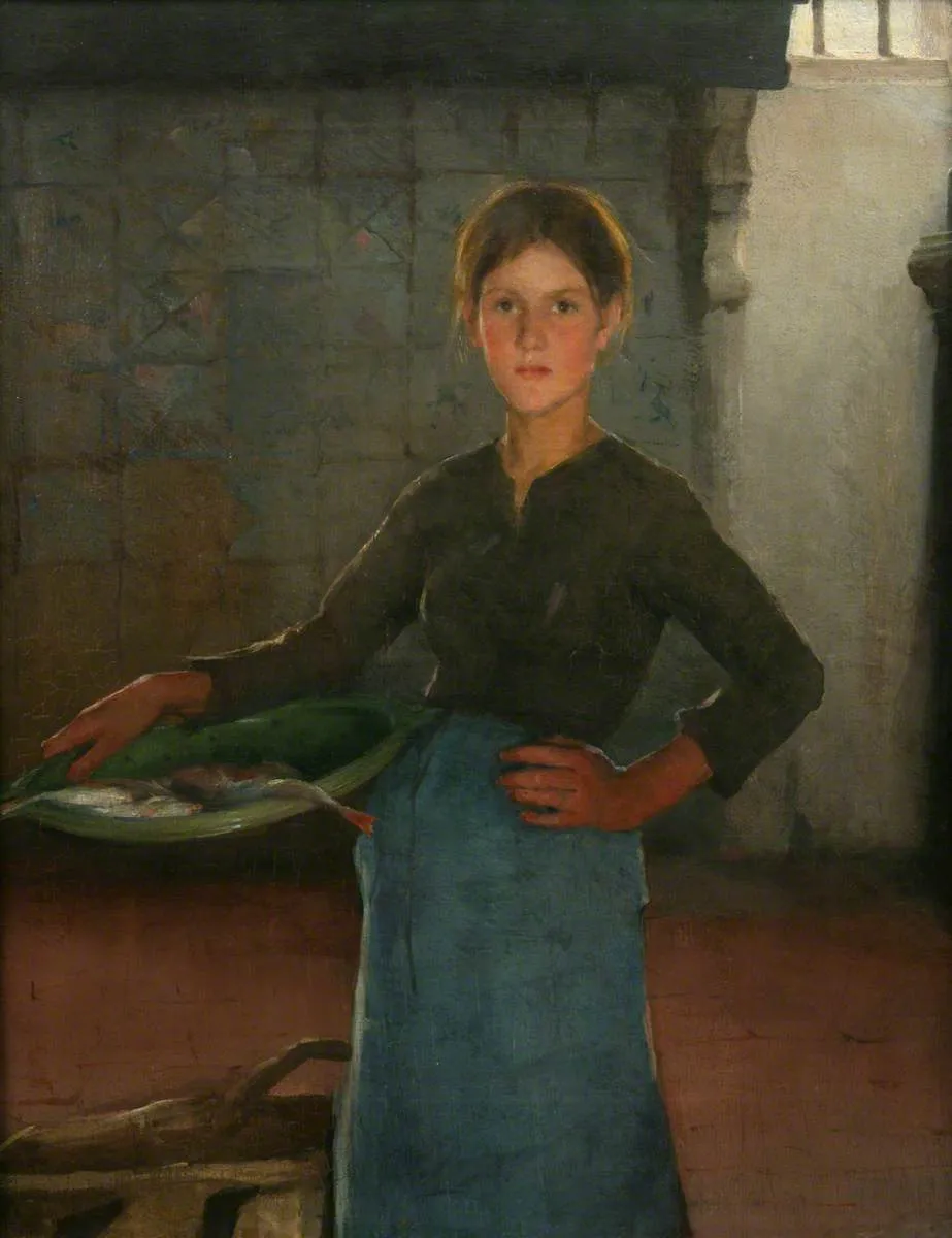 Zandvoort Fishergirl (1884) by Elizabeth Forbes — original painting reproduced as a hand-painted oil on canvas