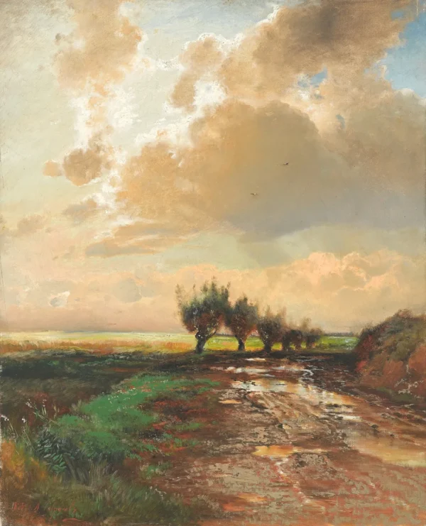 Country road (1873) by Alexei Savrasov — original painting reproduced as a hand-painted oil on canvas