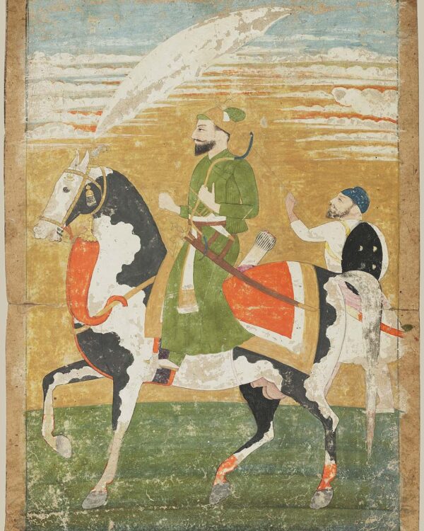 Guru Gobind Singh à cheval avec un porteur de parasol — Artiste non identifié