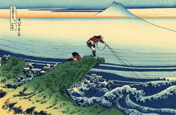 Kajikazawa in Kai province (1831) by Katsushika Hokusai — original painting reproduced as a hand-painted oil on canvas