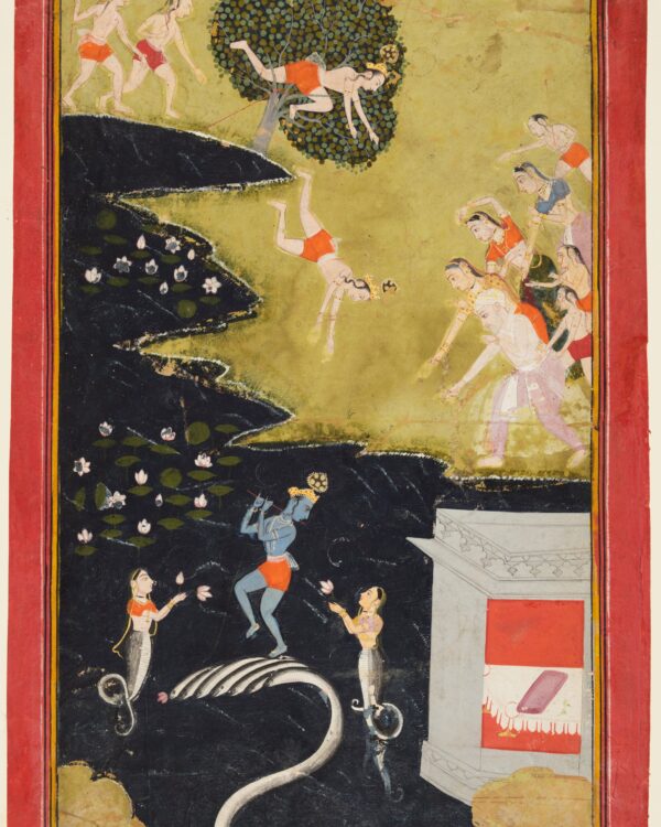 Krishna Quells the Serpent Kaliya, from a Bhagavata Purana — Maker not recorded — Northwestern India, Rajasthan, Rajput Kingdom of Mewar