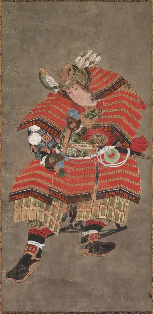 Minamoto no Yoshitsune (1824) by Katsushika Hokusai — original painting reproduced as a hand-painted oil on canvas