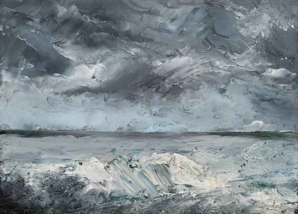 Pack ice on the beach (1892) by August Strindberg — original painting reproduced as a hand-painted oil on canvas