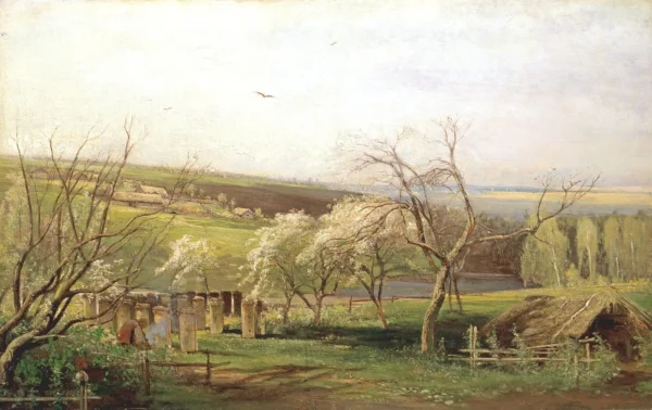 Rustic View (1867) by Alexei Savrasov — original painting reproduced as a hand-painted oil on canvas
