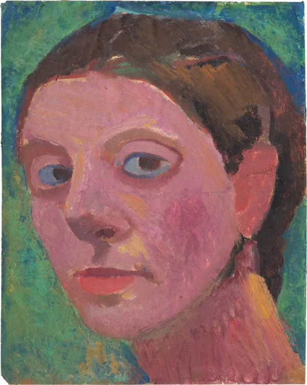 Self-Portrait Looking Slightly Left (1906) by Paula Modersohn-Becker — original painting reproduced as a hand-painted oil on canvas